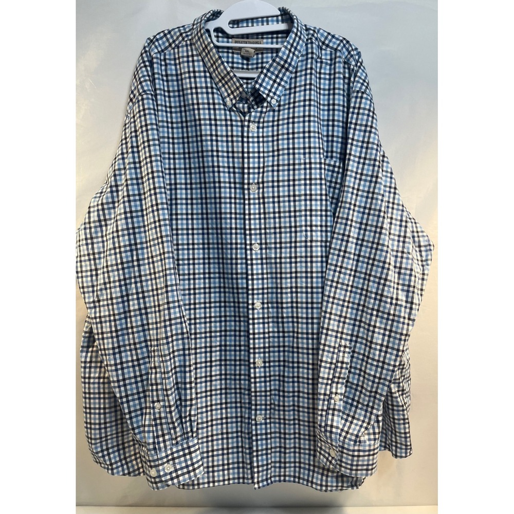 Duluth Trading Wrinklefighter Plaid Button Down Long Sleeve Shirt Men's 4XL Blue